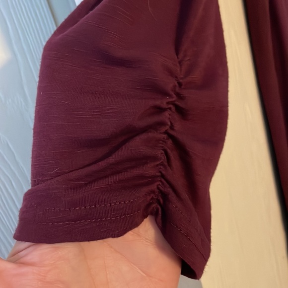 Vanity Wine color 3/4 sleeve shirt w/lace - Picture 4 of 6